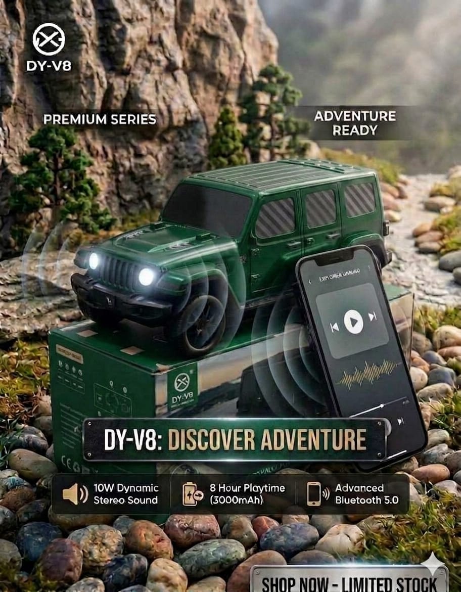 Luxury Jeep Design Bluetooth Speaker – Deep Bass Wireless Speaker with Lights