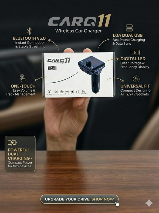 CARQ11 Wireless Car Charger – Fast Charging Car Mount | Hands-Free Calling | All-in-One Smart Car Holder