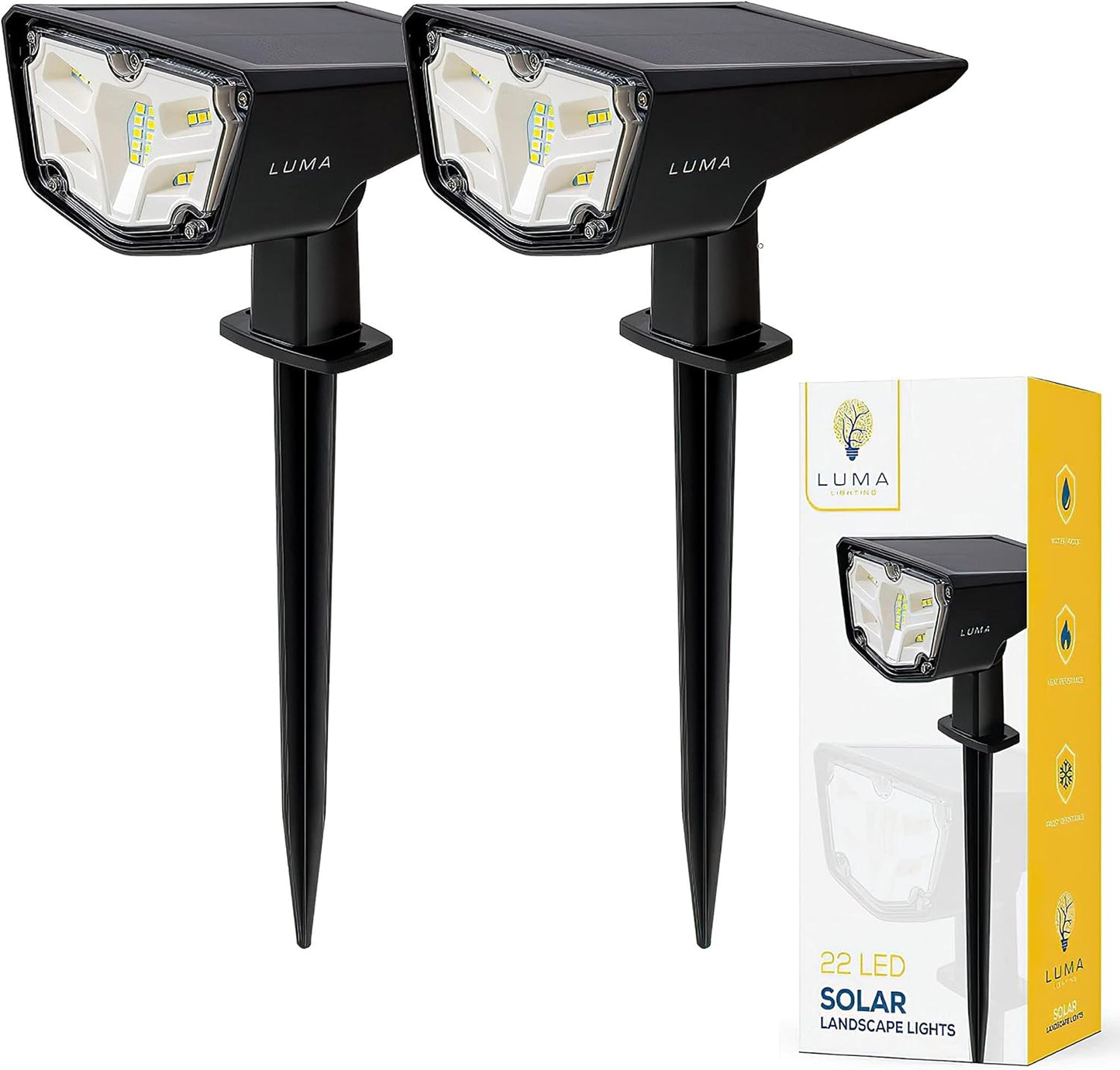 Pack of 2 Solar Landscape Lights – 22 LED Outdoor Garden Lights with 12 Hours Backup