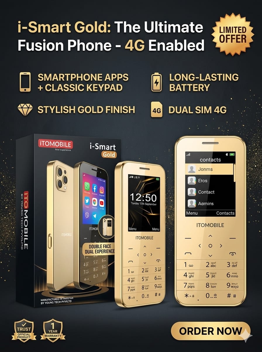 Experience the perfect mix of modern style + classic keypad usability with the stylish Memobile iSmart Gold.