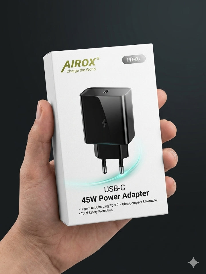 Airox PD07 45W Type-C Fast Charger Adapter | PD Laptop & Mobile Charger