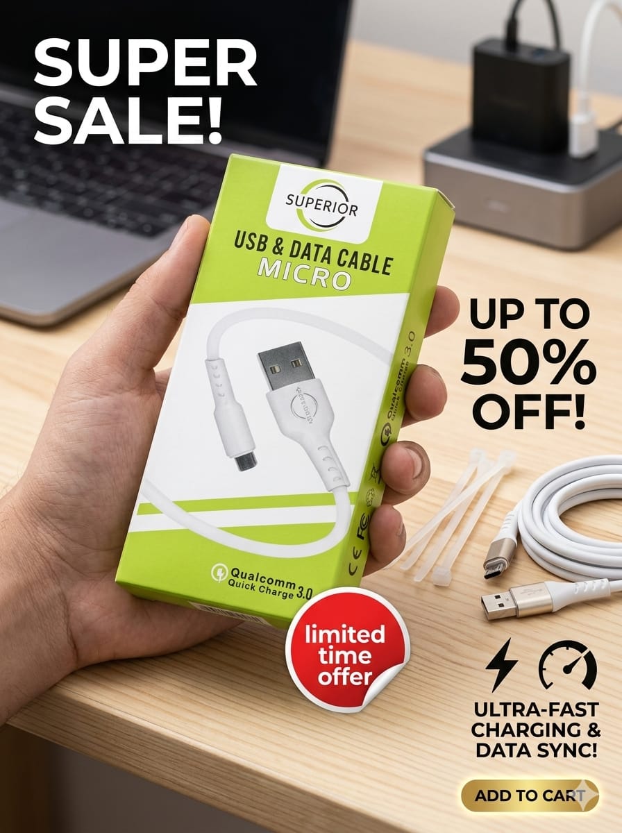 Superior Micro USB Fast Charging Cable – QC 3.0 Quick Charge | Pack Of 2 | Android Compatible