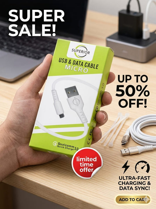 Superior Micro USB Fast Charging Cable – QC 3.0 Quick Charge | Pack Of 2 | Android Compatible
