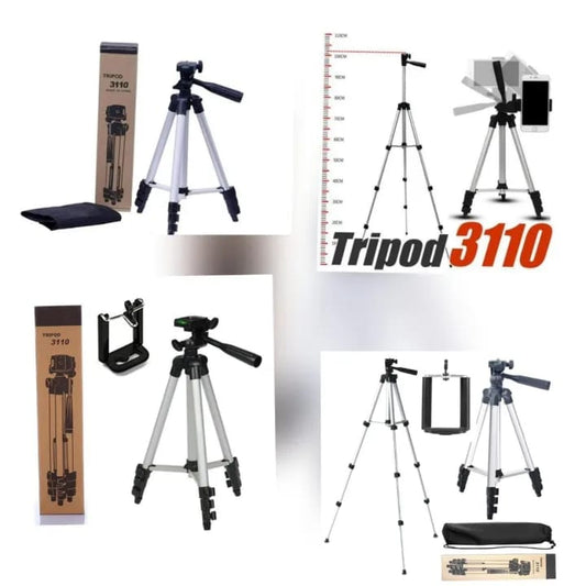 3120A Adjustable Tripod Stand for Mobile & Camera – Portable Lightweight Tripod with Phone Holder, 360° Rotation
