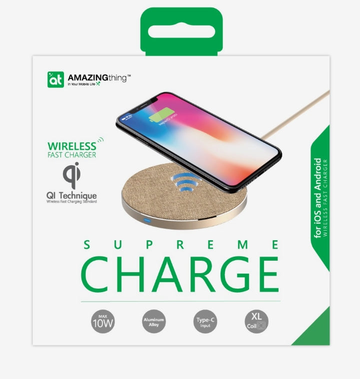 SQ-02 Supreme Wireless Charger – 10W Fast Qi Charging Pad | Type-C Input | Premium Fabric & Aluminum Design